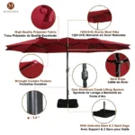 15ft Large Outdoor Umbrella Double-Sided Patio Umbrella